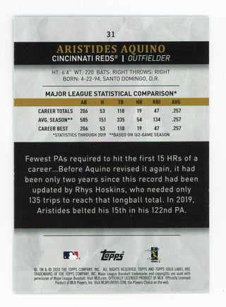 Aristides Aquino 2020 Topps Silver Gold Label #31 Card