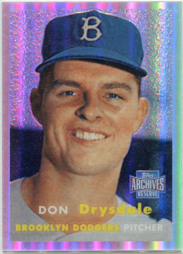 Don Drysdale 2001 Topps Archives Reserve 1957 Reprint Refractor Card
