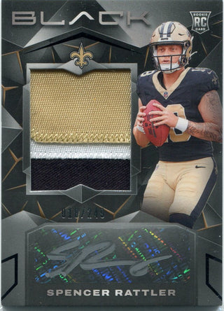 Spencer Rattler 2024 Panini Black 3 Color Patch/AUTO RC #203 18/249