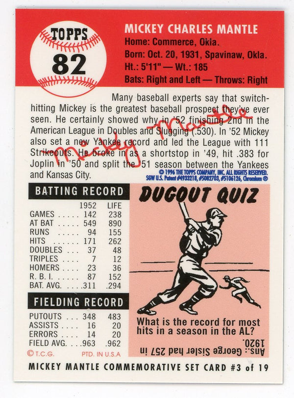 Mickey Mantle 1996 Topps Card