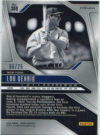 Lou Gehrig 2025 Panini Prizm MOJO Prizm Card #300 6/25
