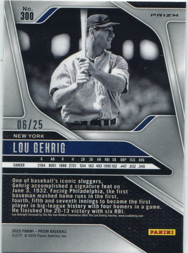 Lou Gehrig 2025 Panini Prizm MOJO Prizm Card #300 6/25