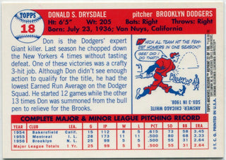 Don Drysdale 2001 Topps Archives Reserve 1957 Reprint Refractor Card