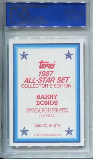 Barry Bonds 1987 Topps All-Star Glossy Set Card #30 (PSA Gem Mint 10)