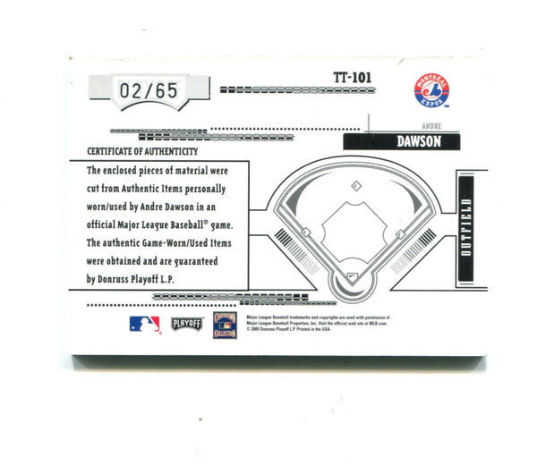 Andre Dawson 2005 Donruss Tools of the Trade #TT-101 02/65 Card