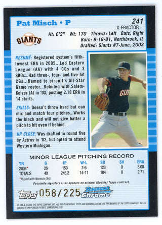Pat Misch 2005 Topps Bowman Chrome First Year #241