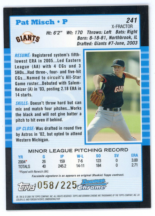 Pat Misch 2005 Topps Bowman Chrome First Year #241