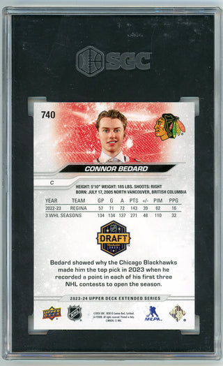 Connor Bedard 2023-24 Upper Deck #740 SGC 9.5