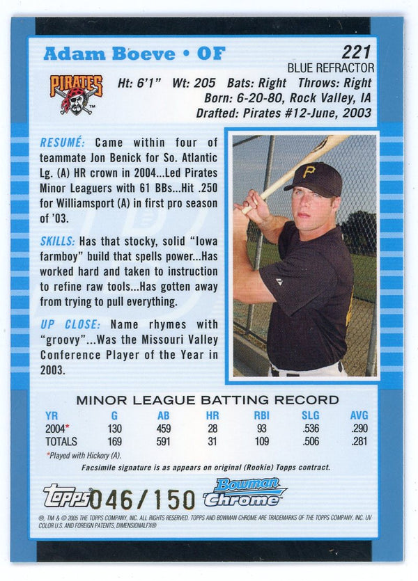 Adam Boeve 2005 Topps Bowman Chrome First Year #221