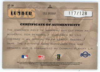 Lyle Overbay 2005 Donruss Leather And Lumber Autographed Bat Relic #LC-39