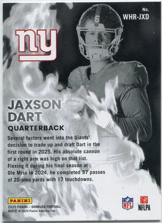 Jaxson Dart 2025 Panini Donruss White Hot Rookies RC #WHR-JXD