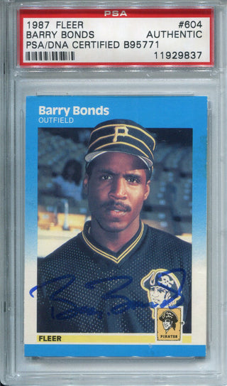 Barry Bonds Autographed 1987 Fleer Card #604 (PSA)