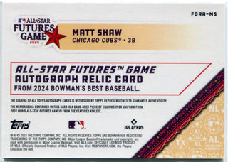 Matt Shaw 2024 Bowman's Best All-Star Futures Game Jersey/AUTO Refractor RC #FGRA-MS 28/150