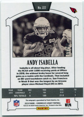 Andy Isabella 2019 Panini Chronicles Legacy Autographed Prizm RC #222 56/99
