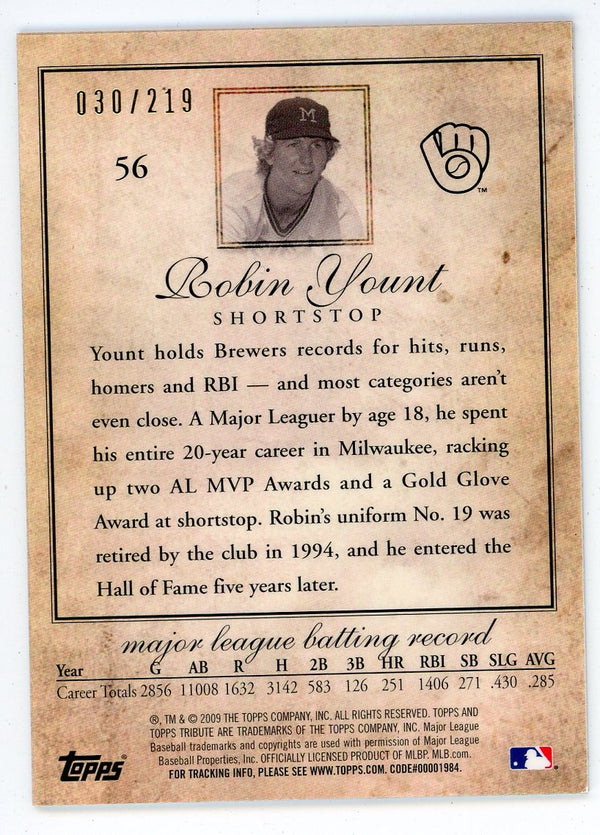 Robin Yount 2009 Topps Tribute #56