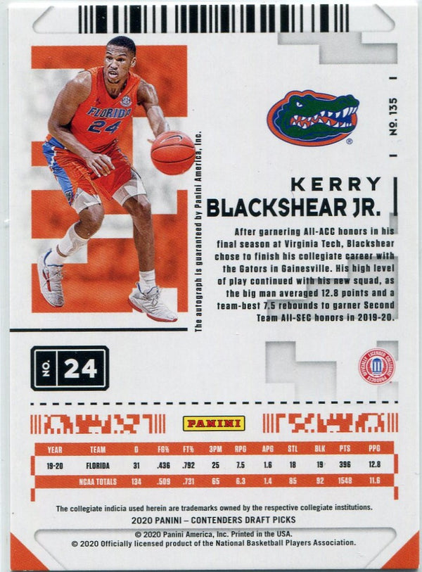 Kerry Blackshear Jr 2020 Panini Contenders Draft Picks Autographed Cracked Ice RC #135 12/23