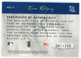 Ivan Rodriguez 2005 Donruss Master Strokes Bat Relic #MS-7