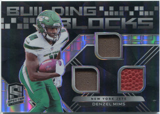 Denzel Mims 2020 Panini Spectra Building Blocks Triple Relic Card #BB-19 28/99
