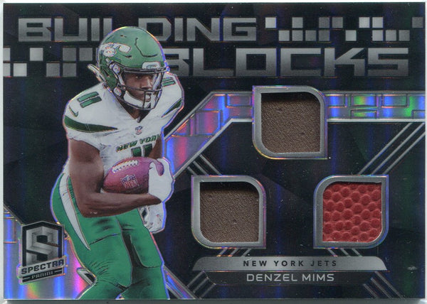 Denzel Mims 2020 Panini Spectra Building Blocks Triple Relic Card #BB-19 28/99