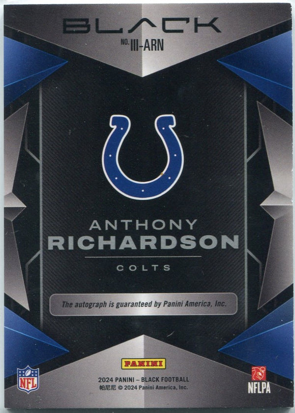 Anthony Richardson 2024 Panini Black Instant Impact AUTO Card #III-ARN 25/149