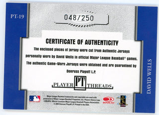 David Wells 2004 Throwback Threads Patch Relic #PT-19