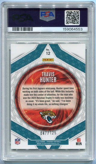 Travis Hunter 2025 Panini Phoenix Paragon Bronze Pandora Prizm RC #12 47/125 PSA Graded 8
