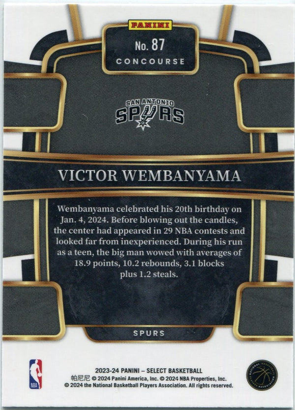 Victor Wembanyama 2023 - 2024 Panini Select Blue RC #87