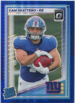 Cam Skattebo 2025 Panini Donruss Optic Rated Rookie Blue Hyper Prizm RC #228