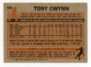 Tony Gwynn 1983 Topps #482 Card
