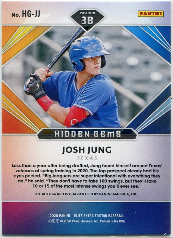 Josh Jung 2020 Panini Elite Hidden Gems Autographed RC #HG-JJ