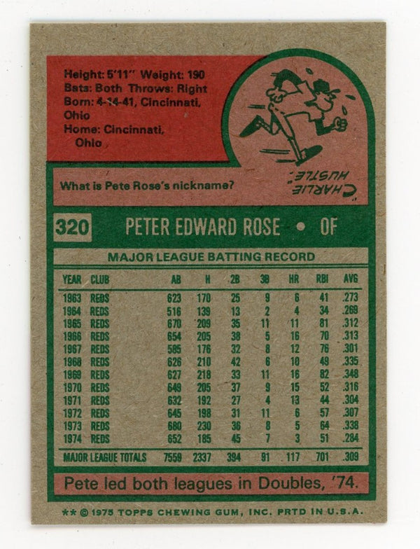 Pete Rose 1975 Topps Card #320