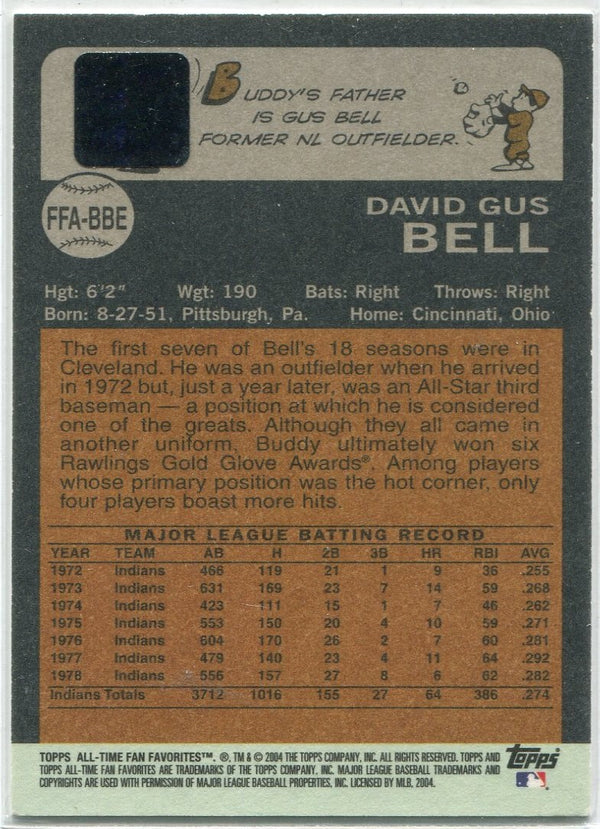 Buddy Bell Autographed 2004 Topps All Time Fan Favorites Card FFA-BBE