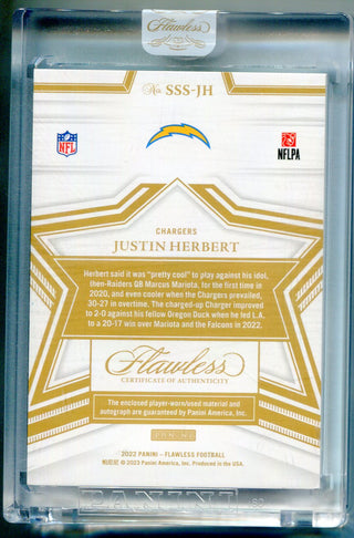 Justin Herbert 2022 Panini Flawless Star Swatch Signatures Patch Auto Card /5