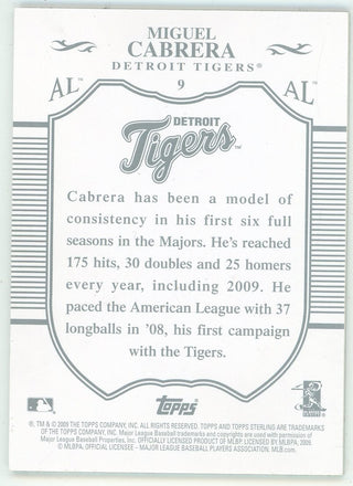 Miguel Cabrera 2009 Topps Sterling Card #9