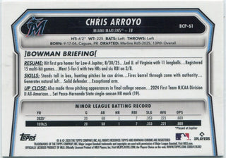 Chris Arroyo 2026 Bowman Chrome Prospects Reptilian Refractor RC #BCP-61