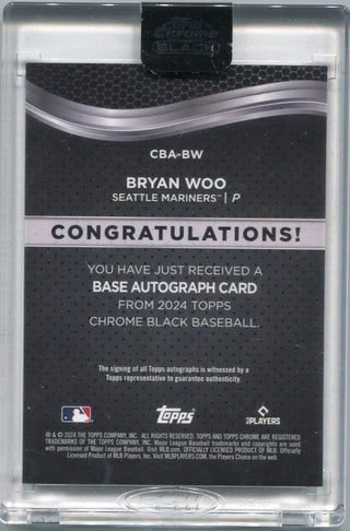 Bryan Woo 2024 Topps Chrome Black Autographed RC #CBA-BW