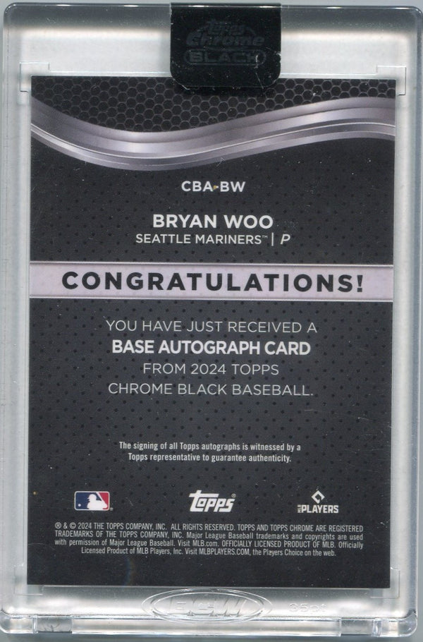 Bryan Woo 2024 Topps Chrome Black Autographed RC #CBA-BW