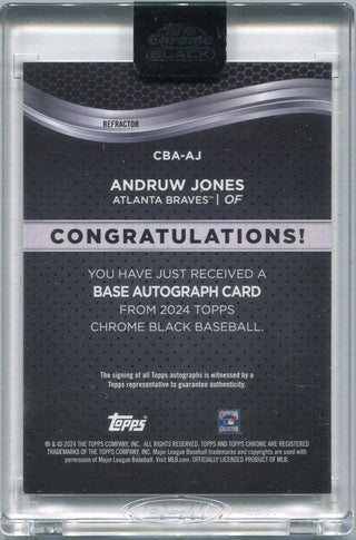 Andruw Jones 2024 Topps Chrome Black Autographed Refractor Card #CBA-AJ 8/150