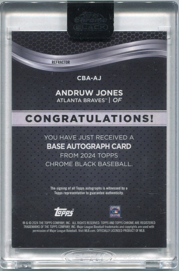 Andruw Jones 2024 Topps Chrome Black Autographed Refractor Card #CBA-AJ 8/150