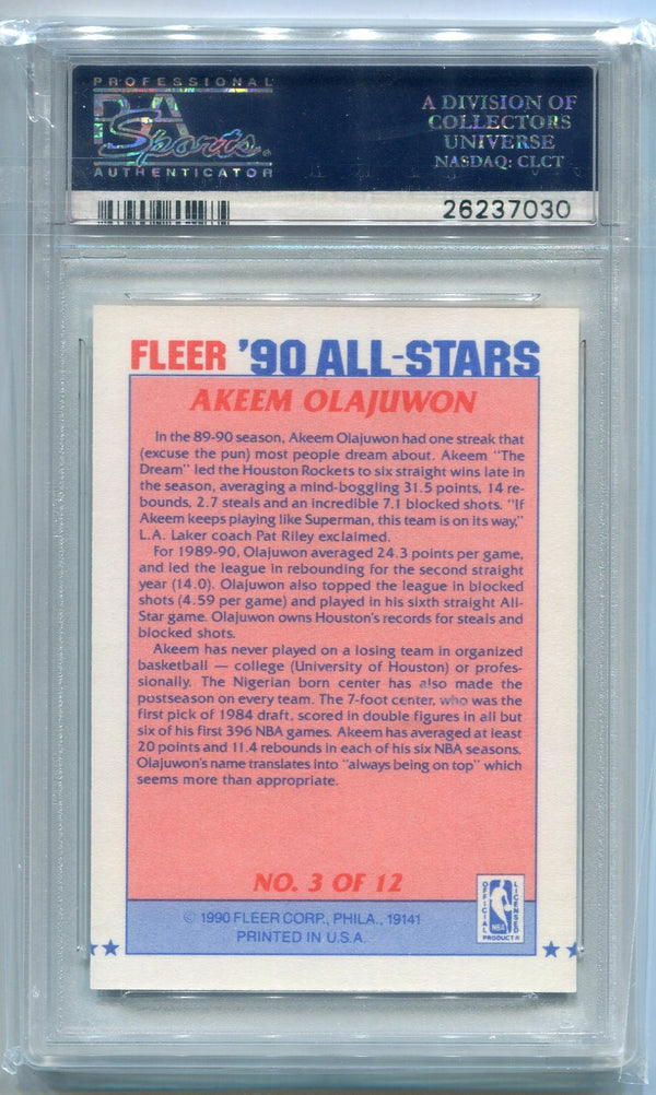 Akeem Olajuwon 1990 Fleer All-Stars Card #3 PSA Graded 9