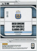 Diego Simeone, Kily Gonzalez, Claudio Lopez 2026 Panini Prizm FIFA World Cup Triple Autographed Red Prizm Card #TS-DKC 22/49