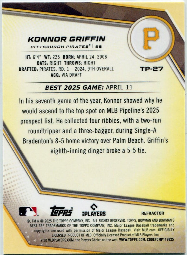Konnor Griffin 2025 Bowman's Best Refractor RC #TP-27