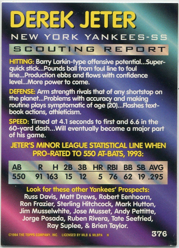 Derek Jeter 1994 Bowman Foil RC #376