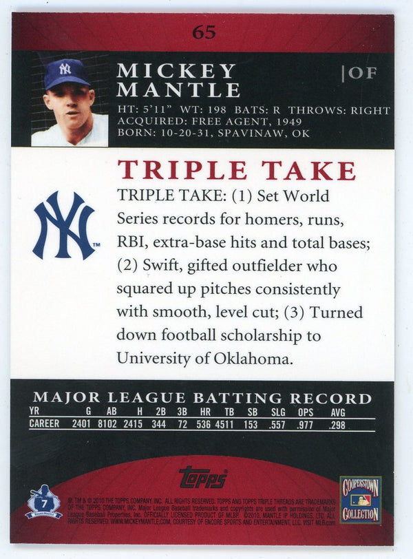 Micky Mantle 2010 Topps Triple Threads #65