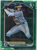 Jacob Wilson 2024 Bowman Chrome Prospects Green Lunar Glow Refractor Card #BCP-3