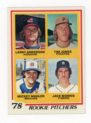 Larry Andersen, Tim Jones, Mickey Mahler, and Jack Morris 1978 Topps Rookie Pitchers Card