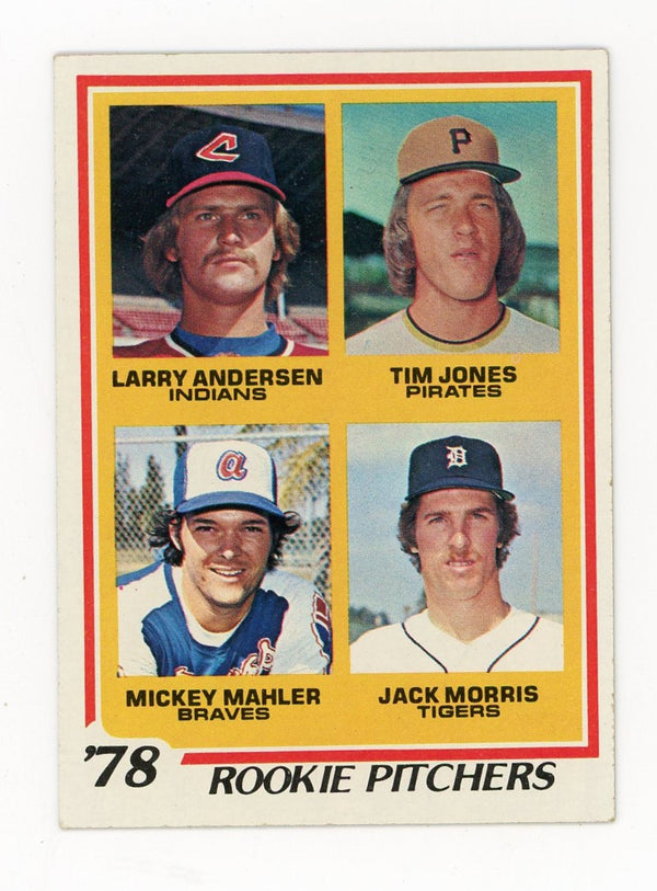 Larry Andersen, Tim Jones, Mickey Mahler, and Jack Morris 1978 Topps Rookie Pitchers Card