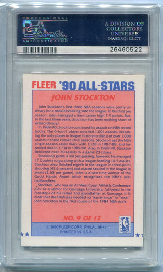 John Stockton 1990 Fleer All-Stars Card #9 PSA Graded 8