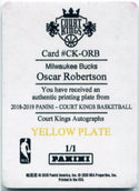 Oscar Robertson 2018 - 2019 Panini Court Kings Yellow Printing Plate Card #CK-ORB 1/1