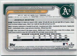 Jacob Wilson 2024 Bowman Chrome Prospects Green Lunar Glow Refractor Card #BCP-3